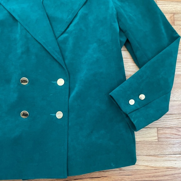 Vintage Emerald Green Faux Suede Blazer - Picture 4 of 16